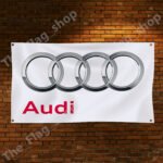 "Show your Audi pride with this 3x5 ft flag featuring the iconic Audi emblem. Perfect for car racing fans, this bold banner is ideal for garages, man caves, automotive shows, or wall décor. Made from durable, high-quality materials, it’s great for both indoor and outdoor use. Upgrade your space with this must-have Audi wall sign, designed for enthusiasts who value performance and style."