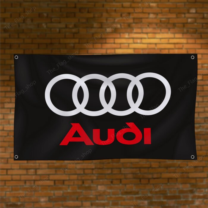 "Enhance your space with this 3x5 ft Audi Racing flag, designed for car racing enthusiasts and fans. Ideal for garages, man caves, or as a wall sign, this durable banner features bold Audi Racing graphics. Perfect for both indoor and outdoor use, it’s a must-have décor item to showcase your passion for motorsport and Audi’s performance legacy."