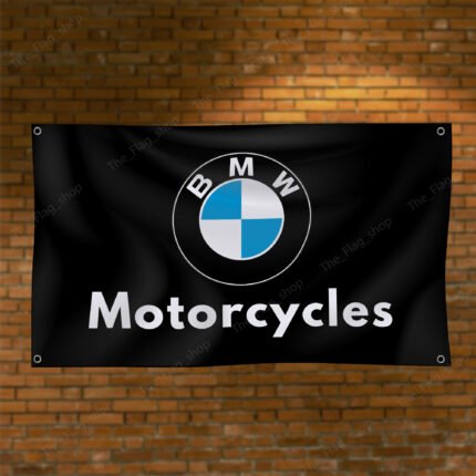 "Enhance your space with this 3x5 ft BMW Motorcycles flag. Ideal for garages, shops, man caves, and wall décor, this durable banner features bold BMW Motorcycles branding. Perfect for showcasing your passion for motorcycle racing and the brand’s heritage, this flag is great for both indoor and outdoor use."