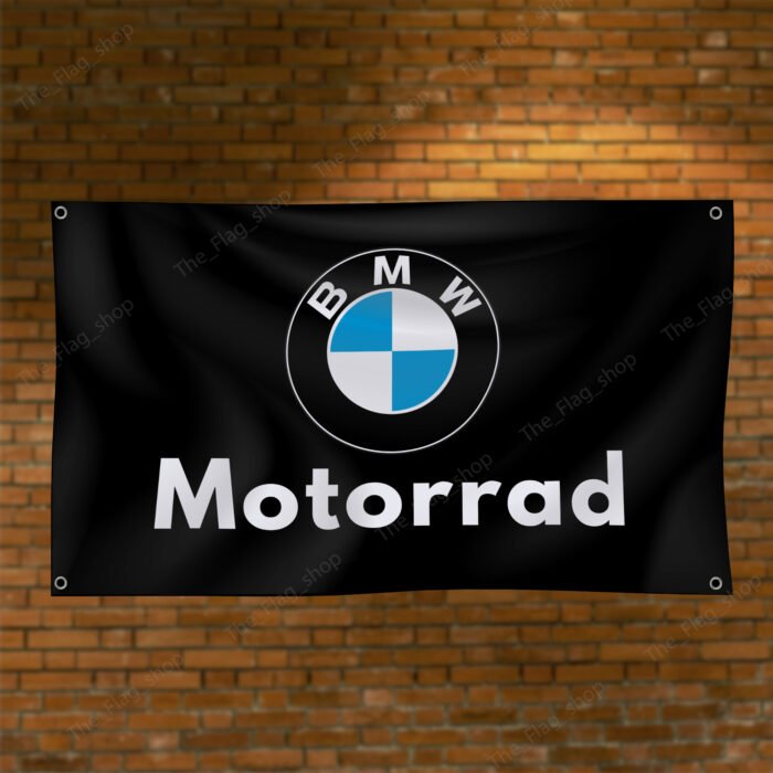 "Show your love for BMW Motorrad with this 3x5 ft banner flag. Ideal for garages, workshops, man caves, and wall décor, this durable flag features bold BMW Motorrad branding. Perfect for both indoor and outdoor use, it’s a must-have sign for motorcycle enthusiasts and fans of the brand’s racing heritage."