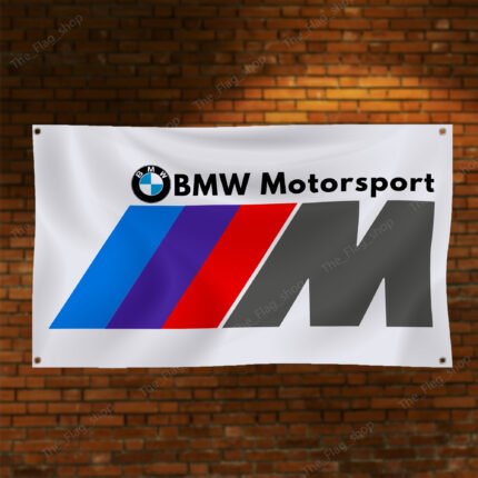 "Enhance your space with this 3x5 ft BMW M Power flag. Perfect for garages, shops, man caves, and wall décor, this durable banner features bold BMW Motorsport branding. Ideal for indoor and outdoor use, it’s a great sign for showcasing your passion for high-performance driving and BMW M Power’s legacy in motorsport."