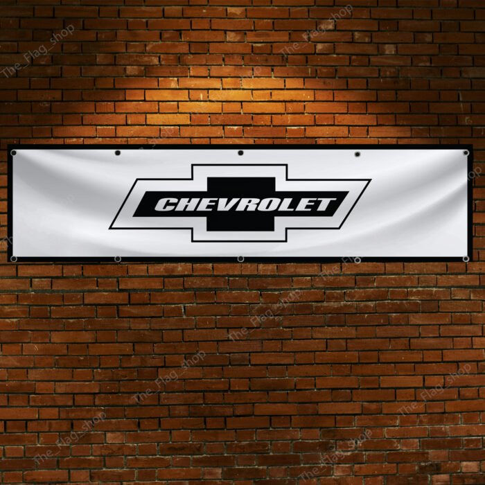 "Show your passion for Chevrolet with this 2x8 ft banner flag, designed for Chevy car and truck enthusiasts. Featuring bold Chevrolet branding and iconic graphics, this banner is the perfect addition to any garage, man cave, or workshop. Ideal for racing fans and collectors, it adds a dynamic and stylish touch to your wall décor. Crafted from durable, high-quality materials, this flag is built to last and suitable for both indoor and outdoor use. Whether you’re decorating for a car show or enhancing your personal space, this Chevrolet banner is a must-have sign for showcasing your love for Chevy’s legacy in automotive excellence and performance."