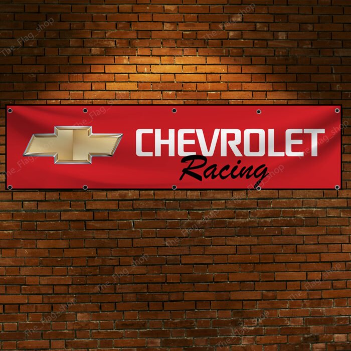 "Show your love for Chevy racing with this 2x8 ft Chevrolet Racing banner flag, perfect for car and truck enthusiasts. Featuring bold Chevrolet Racing graphics and iconic branding, this banner adds a high-energy vibe to any space. Ideal for man caves, garages, workshops, or car shows, it’s designed to highlight your passion for Chevy’s legacy in motorsport and performance vehicles. Crafted from durable, high-quality materials, this banner is suitable for both indoor and outdoor use, ensuring vibrant colors and lasting appeal. Whether you’re a racing fan or a Chevy collector, this Chevrolet Racing flag is the ultimate wall décor for showcasing your enthusiasm for speed and automotive excellence."