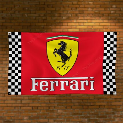 "Celebrate your passion for speed and luxury with this Ferrari Racing Checkered Flag, a must-have for car enthusiasts and racing fans. This 3x5 ft flag combines the iconic Ferrari logo with classic checkered racing graphics, making it perfect for garages, man caves, workshops, or car show displays. Crafted from durable, high-quality materials, it offers vibrant colors and long-lasting performance, suitable for both indoor and outdoor use. Highlighting Ferrari’s legendary status in motorsport and Formula 1, this flag adds a dynamic and stylish touch to any space. Whether you're a collector, a racing aficionado, or an admirer of Italian automotive excellence, this Ferrari Racing Checkered Flag is the ultimate décor piece to showcase your love for speed and precision."