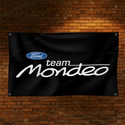 "Celebrate the legacy of Ford Team Mondeo Racing with this 3x5 ft banner flag, perfect for car enthusiasts and motorsport fans. Featuring bold Ford Team Mondeo Racing graphics, this banner is an excellent addition to your garage, man cave, workshop, or car show display. Crafted from durable, high-quality materials, it ensures vibrant colors and long-lasting performance, suitable for both indoor and outdoor use. Showcase your appreciation for Ford's historic success in racing and the iconic Mondeo with this stylish décor piece, a must-have for any fan of automotive excellence and motorsport heritage."