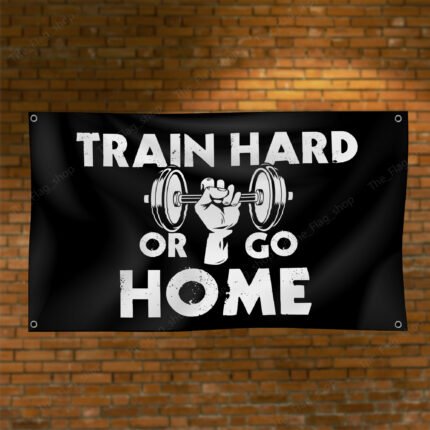 Train Hard Banner Flag 3x5ft Man Cave Motivational Slogan Office wall decor