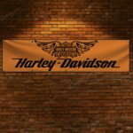 Harley Davidson Motorcycle 2x8 ft Garden Flag Mount Man Cave Banner Garage Sign