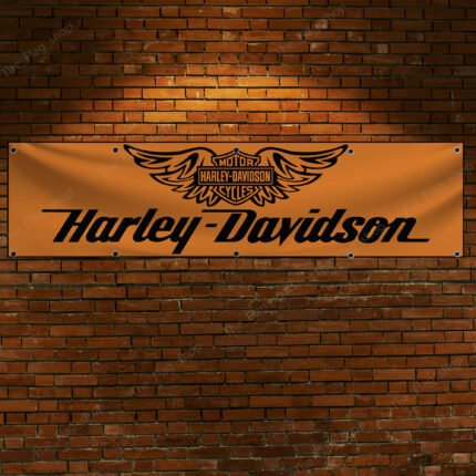 Harley Davidson Motorcycle 2x8 ft Garden Flag Mount Man Cave Banner Garage Sign