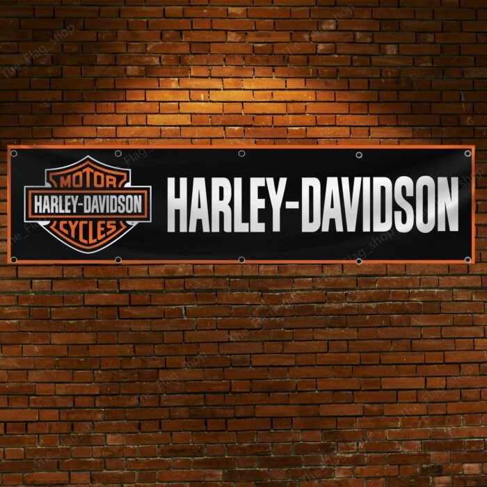 Harley Davidson Motorcycle 2x8 ft Garden Flag Mount Man Cave Banner Garage Sign