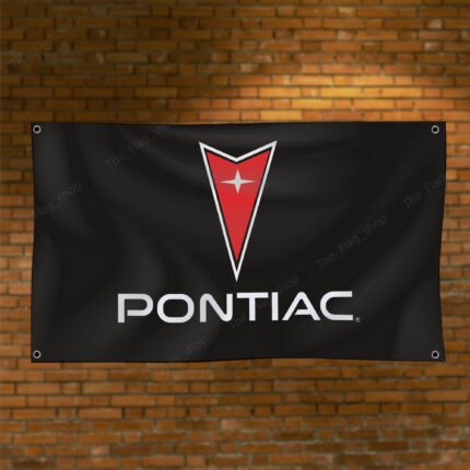 Pontiac Flag Banner 3x5ft – Racing Car Flag, Man Cave, Garage Decor, Large Sign