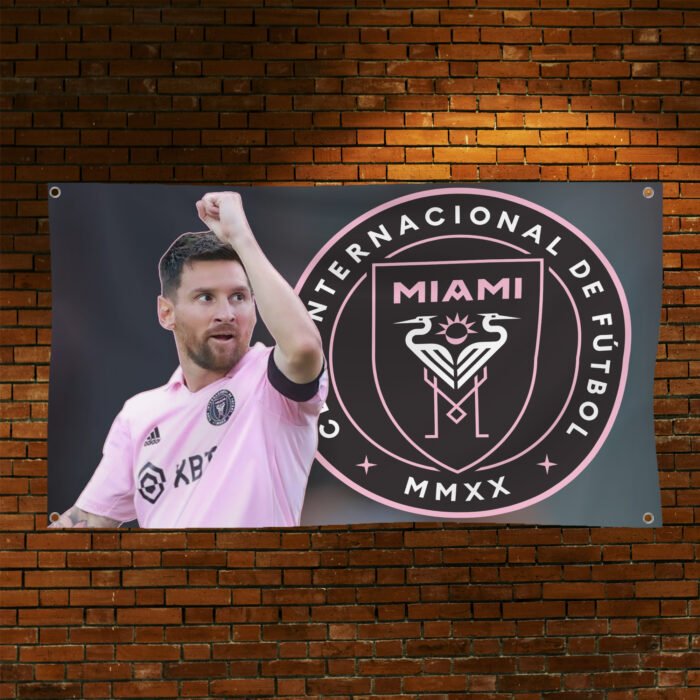 "Support Inter Miami CF and Lionel Messi with this premium 3x5 ft flag featuring The Herons' iconic logo. Perfect for MLS fans, stadium events, tailgating, or home décor, this durable banner is a must-have for Messi and soccer enthusiasts."