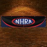 NHRA Drag Racing 2x8ft Checkered Banner – Hot Rod National Association Garage Flag for Man Cave & Workshop Display