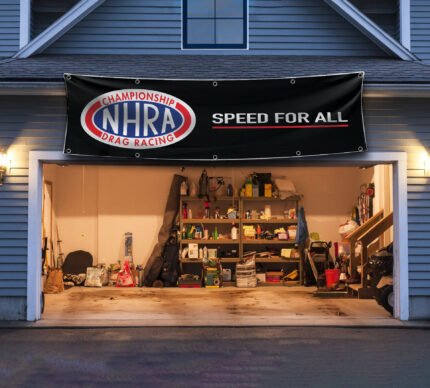 NHRA Drag Racing 2x8ft "Speed For All" Banner – Hot Rod National Association Garage Flag for Man Cave & Workshop Display