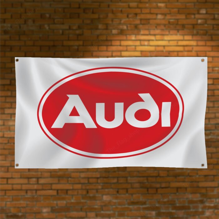 "Celebrate the legacy of Audi with this 3x5 ft flag featuring the iconic Audi logo from 1978-1995. Perfect for man caves, garages, and wall décor, this vintage art piece captures the essence of classic Audi design. Ideal for car enthusiasts and collectors, it’s a must-have sign for displaying your passion for old-school Audi cars and the brand’s heritage."