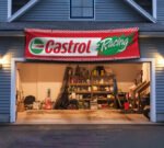 "Display your passion for motorsport with this 2x8 ft Castrol Racing banner flag. Featuring bold Castrol branding and vibrant racing-inspired graphics, this banner is perfect for car enthusiasts, racing fans, and collectors. Ideal for man caves, garages, workshops, or automotive shows, it’s a standout addition to any wall décor. Made from durable, high-quality materials, this large banner is designed for both indoor and outdoor use, making it suitable for gardens, events, or personal spaces. Whether you’re showcasing your love for racing heritage or upgrading your décor, this Castrol Racing flag is the ultimate sign for fans of performance and automotive excellence."