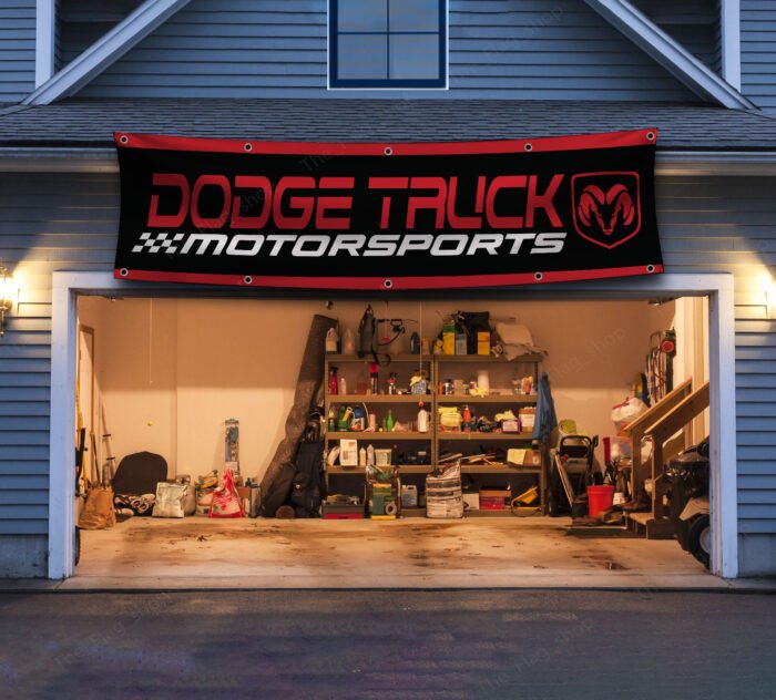 "Celebrate your passion for Dodge trucks and motorsports with this high-quality flag banner, designed for true enthusiasts. Featuring bold Dodge branding and motorsport-inspired graphics, this banner is the perfect addition to any garage, workshop, man cave, or truck show display. Made from durable materials, it ensures vibrant colors and long-lasting appeal, suitable for both indoor and outdoor use. Whether you're a fan of Dodge's legendary performance or showcasing your love for trucks at events, this banner is a must-have. Highlighting Dodge’s reputation for power, durability, and motorsport excellence, this flag is the ultimate wall décor for fans of the iconic brand."