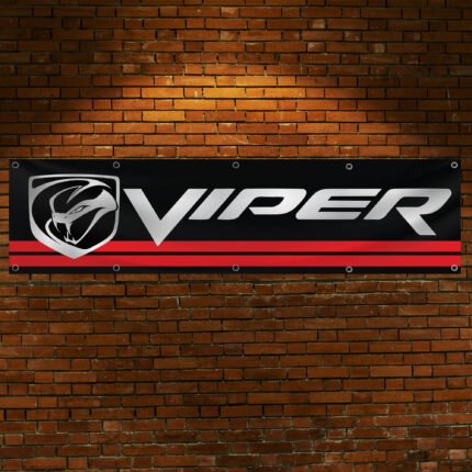 "Celebrate the legacy of the iconic Dodge Viper with this high-quality banner, perfect for car enthusiasts and collectors. Featuring bold Dodge Viper branding and sleek graphics, this banner is ideal for garages, man caves, workshops, or car shows. Crafted from durable materials, it ensures vibrant colors and long-lasting appeal for both indoor and outdoor use. Whether you're showcasing your passion for the Viper’s legendary power and performance or enhancing your automotive décor, this banner is a must-have for fans of American muscle and cutting-edge design."