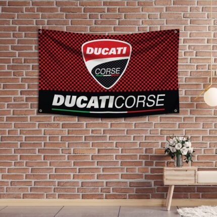 "Show your support for Ducati Corse with this 3x5 ft banner, designed for motorcycle racing enthusiasts. Featuring bold Ducati Corse graphics and iconic branding, this high-quality banner is perfect for garages, man caves, workshops, or motorcycle events. Made from durable materials, it’s ideal for both indoor and outdoor use, ensuring vibrant colors and long-lasting appeal. Celebrate the passion and performance of Ducati’s racing legacy with this must-have décor piece, perfect for showcasing your love for Ducati’s heritage in motorcycle racing and high-performance engineering."