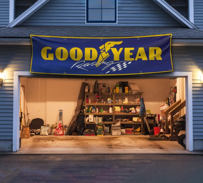 Goodyear Tires Racing Banner Flag 2x8 ft Car Show Garage Man Cave Wall Decor Sign
