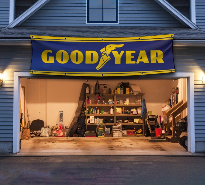 Goodyear Tires Racing Banner Flag 2x8 ft Car Show Garage Man Cave Wall Decor Sign