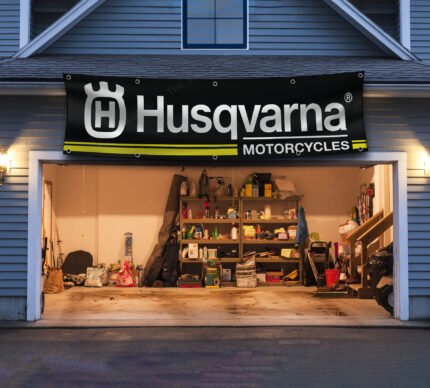 Husqvarna Banner Flag 2x8ft Motorcycle Racing Garage Man Cave Wall Decor Sign