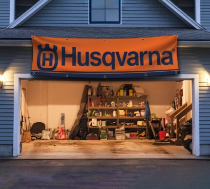 Husqvarna Banner Flag 2x8ft Tools Shop Workshop Garage Man Cave Wall Decor Sign