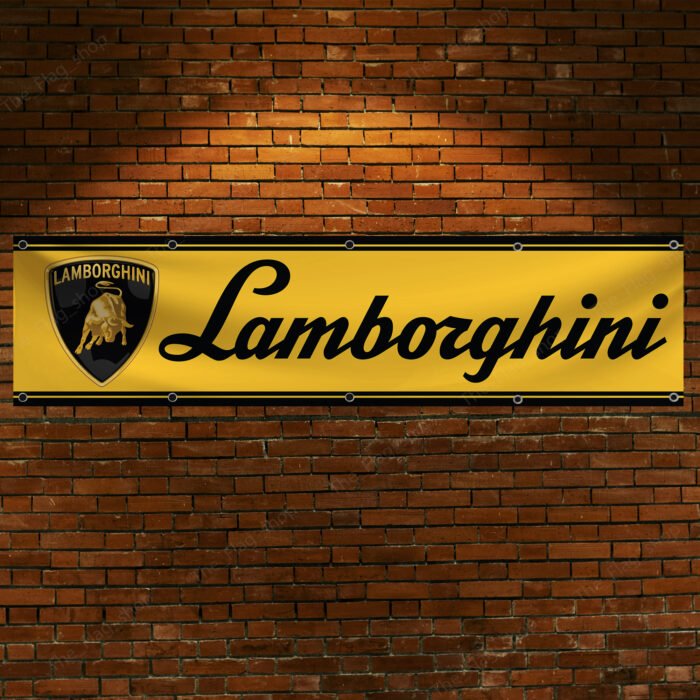 Lamborghini Banner 2x8 FT Racing Lambo Flag Car Show Garage Man Cave Wall Decor Sign