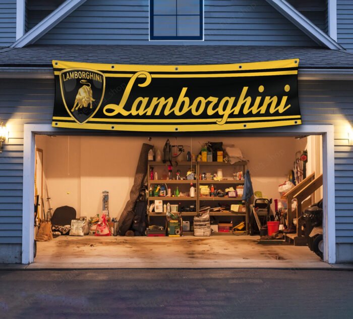 Lamborghini Banner 2x8 FT Racing Lambo Flag Car Show Garage Man Cave Wall Decor Sign