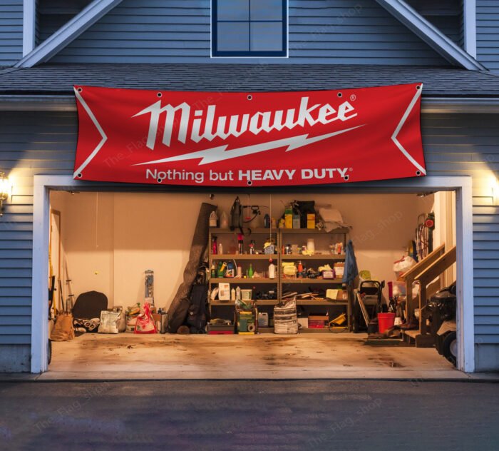 Milwaukee Tools Banner 2x8FT - Car Show Flag Garage Man Cave Wall Decor Sign