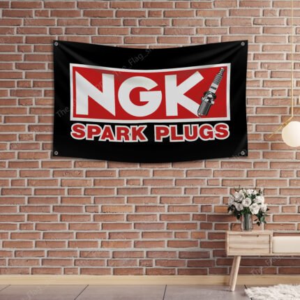 NGK Spark Plugs Flag 3x5ft - Garage Racing Banner Shop Car Show Man Cave Wall Decor Sign