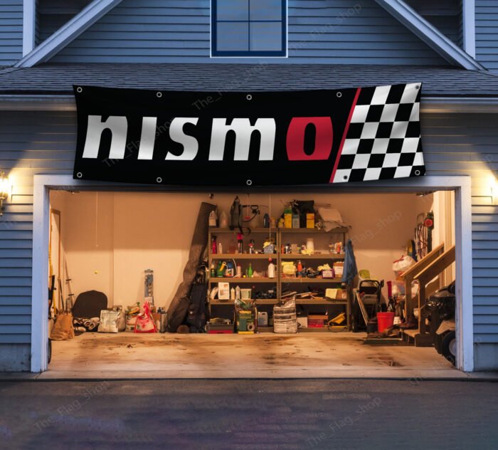 Nissan Nismo Checkered Banner 2x8 FT – NISMO Racing Sport Speed Car Flag for Man Cave & Show Display