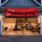 Nurburgring Banner Red Checkered Flag 2x8ft Motorsport Car Racing Track Display Man Cave Wall Decor Sign
