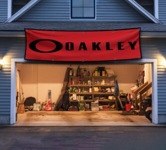 Oakley Flag Banner 2x8 ft Sunglasses Promotional Man Cave Wall Decor Garage Sign – Perfect for Oakley Fans & Collectors!