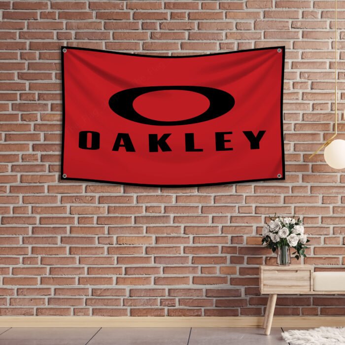 Oakley Flag 3x5 ft Sunglasses Red Banner Advertising Promotional Workshop Oakley Sunglasses, Apparel & Accessories Beyond the Beach Man Cave Wall Decor Garage Shop Display