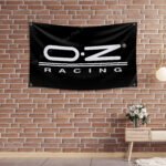 OZ Racing Wheels Flag 3x5 ft Car Show Black Banner Garage Man Cave Wall Decor Sign