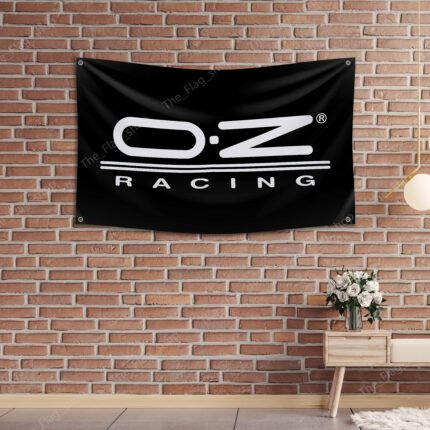 OZ Racing Wheels Flag 3x5 ft Car Show Black Banner Garage Man Cave Wall Decor Sign