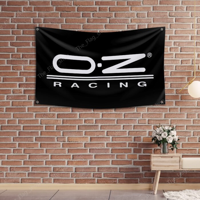 OZ Racing Wheels Flag 3x5 ft Car Show Black Banner Garage Man Cave Wall Decor Sign