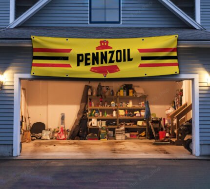 Pennzoil Racing Banner 2x8 Ft – Car Motor Oil Racing Flag for Man Cave, Garage & Large Wall Display Decor