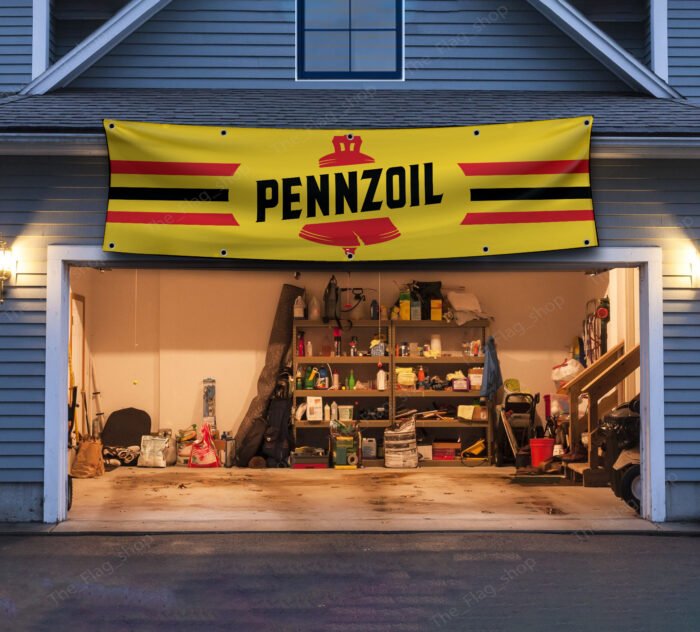 Pennzoil Racing Banner 2x8 Ft – Car Motor Oil Racing Flag for Man Cave, Garage & Large Wall Display Decor