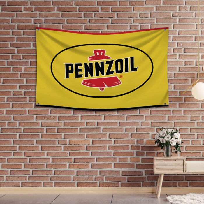 Pennzoil Flag 3x5 Ft – Car Motor Oil Racing Man Cave Garage Large Display Wall Decor Sign