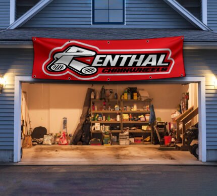 Renthal Chainwheels Banner – Red Flag 2x8ft, Motocross, Motorcycle, Mountain Bike, Street, ATV Parts, Man Cave & Shop Decor