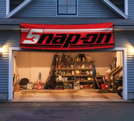 Snap-on Banner 2x8ft – Racing Car Flag, Tools, Garage Man Cave Wall Decor Sign