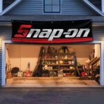 Snap on Banner 2x8ft Racing Car show Black Flag Tools Garage Man Cave Wall Decor Sign