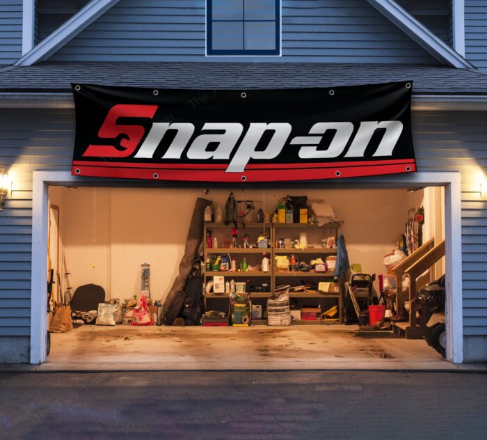 Snap-on Banner 2x8ft – Racing Car Flag, Tools, Garage Man Cave Wall Decor Sign