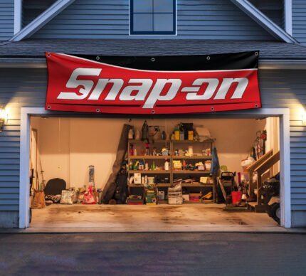 Snap-on Banner 2x8ft – Racing Car Flag, Tools, Garage Man Cave Wall Decor Sign