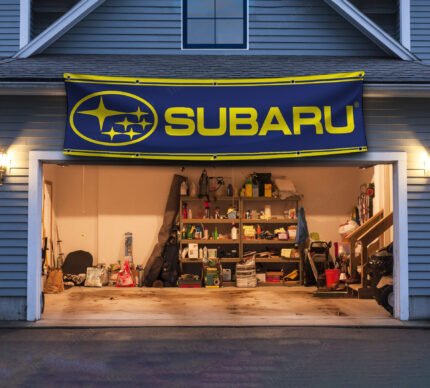 Subaru Banner 2x8ft – Car Show, Street Racing Flag, Man Cave Garage Wall Decor Sign