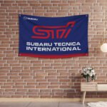 Subaru STI Flag 3x5ft – Car Show, Street Racing Banner, Man Cave Wall Decor Sign