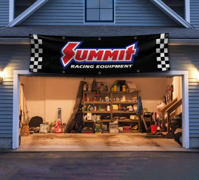 Summit Racing Checkered Banner 2x8ft – Garage Flag, Car, Man Cave Wall Decor Sign