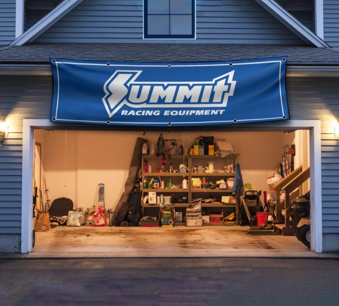 Summit Racing Blue Banner 2x8ft – Garage Flag, Car, Man Cave Wall Decor Sign