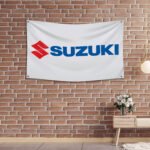 Suzuki Flag 3x5FT – Motocross Bike, Car Show Banner, Garage, Man Cave Wall Decor Sign